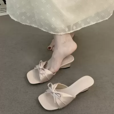Women's Champagne Gold High Heel Toe Ring Slide Sandals 2026 Summer Vacation · YANYAN China shoe factory