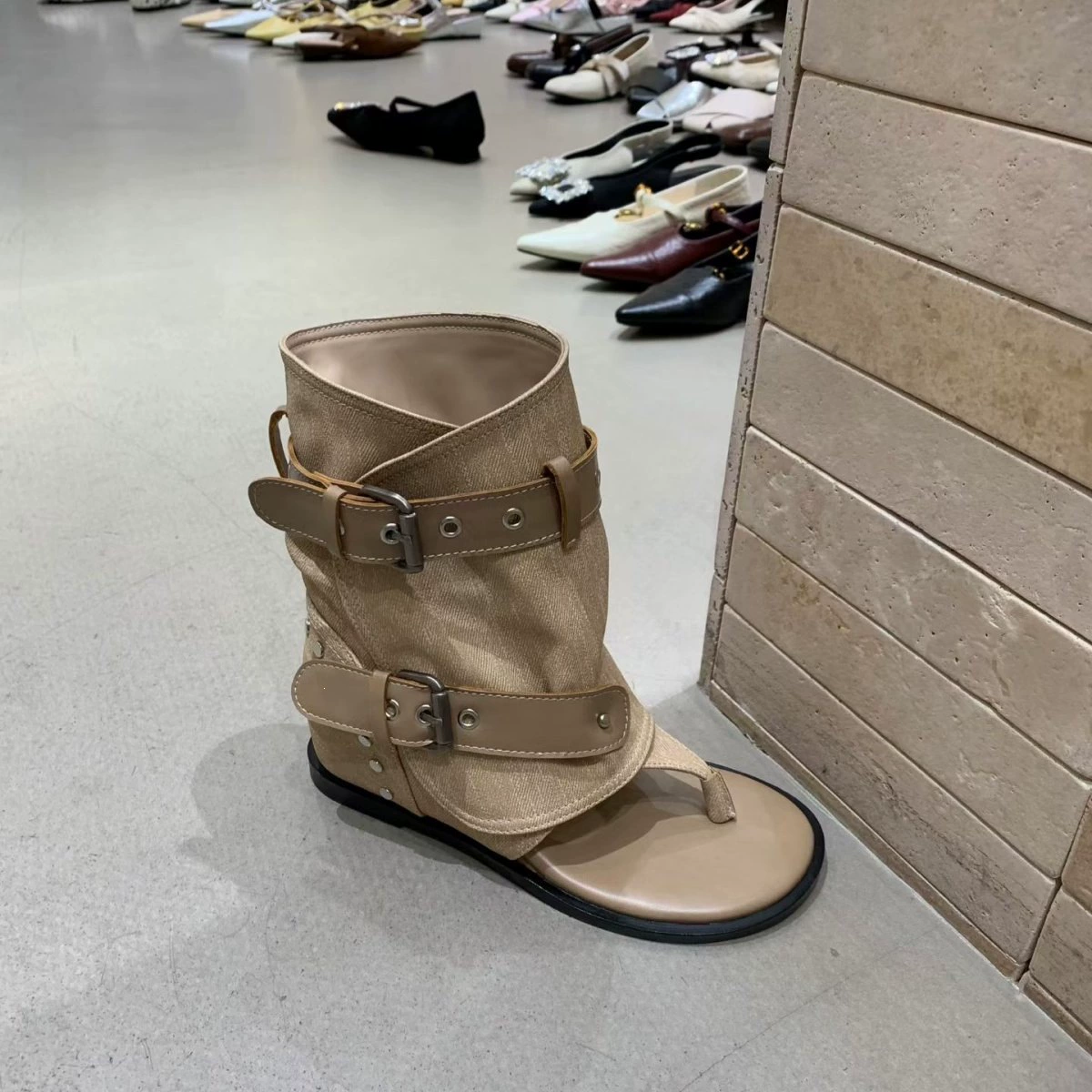 Women's Bootie Sandals 2026 Spring Summer Hidden Wedge Buckle Strappy Sandals
