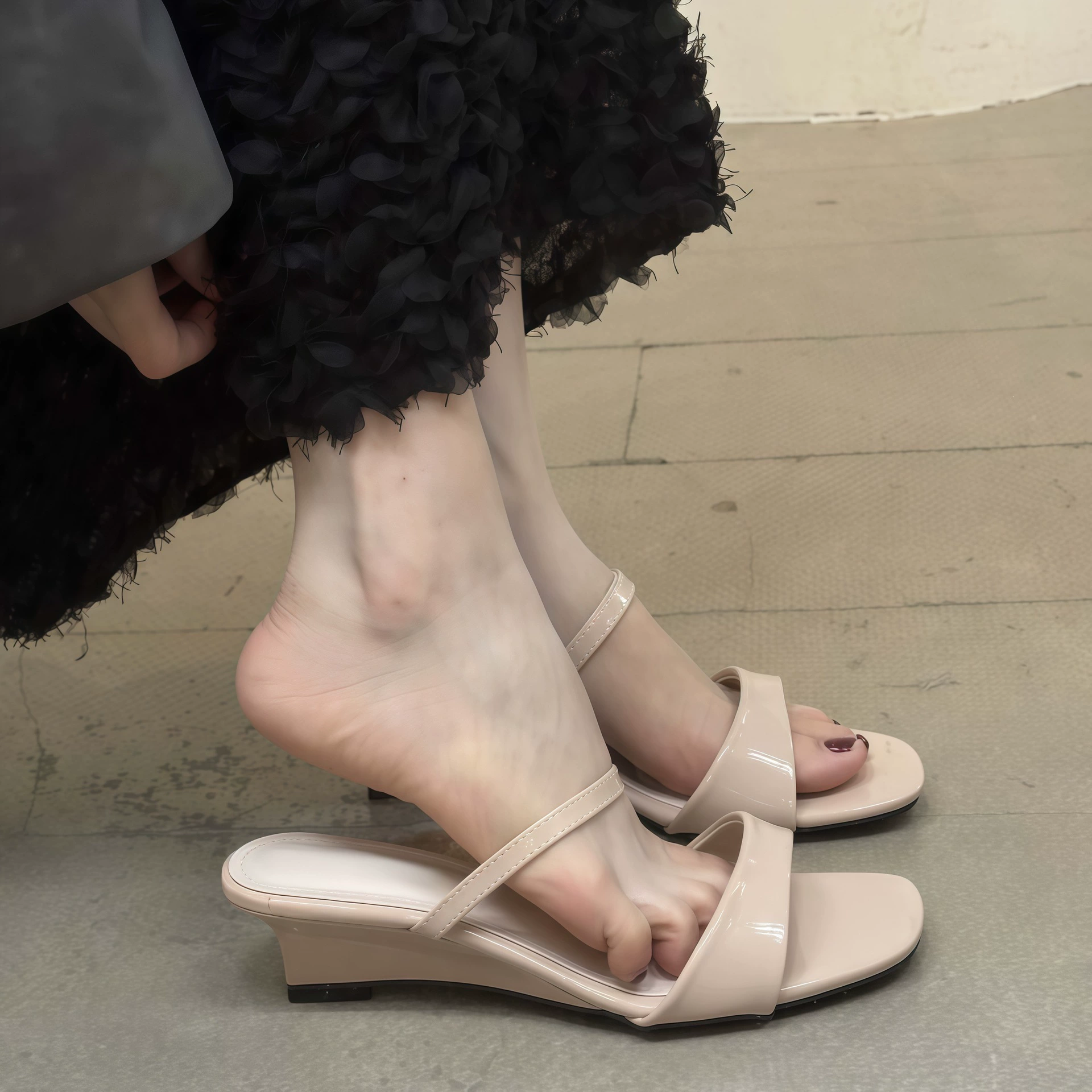 Women's French Elegant Open Toe Wedge Slide Sandals Summer Comfortable Beach