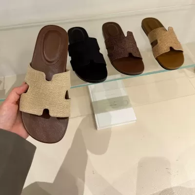 Women's Korean Linen Open Toe Slide Sandals Summer Vacation Comfortable Flat