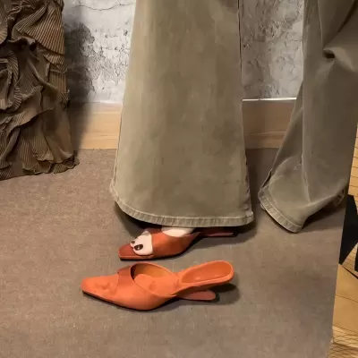 Women's French Vintage Suede Slide Sandals Summer Fashion Wedge Comfortable · YANYAN China shoe factory