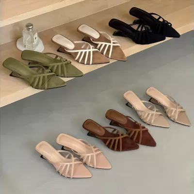 Women's French Retro Fashion Thin Strap Slide Sandals Summer New Comfortable Roman · YANYAN China shoe factory