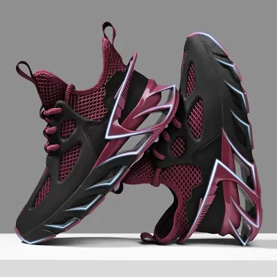 Cross-Border New Fashion Knit Blade Shoes Men Thick Sole Mesh Breathable Casual Running Shoes Comfort Sports Big Size · YANYAN China shoe factory