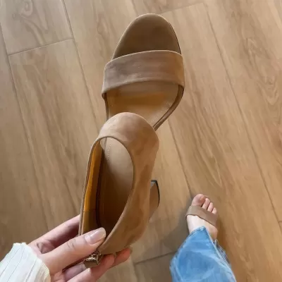 Sandales romaines à bout rond style italien pour femme, talon bloc, fermeture à glissière dos · YANYAN China shoe factory