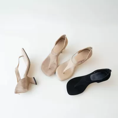 Unique Back Zipper Thong Sandals for Women Simple Soft High Heel Open Toe · YANYAN China shoe factory