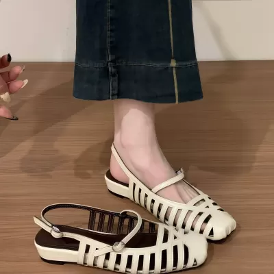 Wedge Hollow Closed Toe Sandals for Women 2026 Summer Breathable Dress Shoes · YANYAN China shoe factory