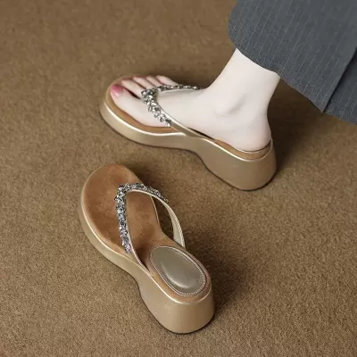 Women's Platform High Heel Toe Ring Slides, Comfortable Height Increasing Sandals 2026 · YANYAN China shoe factory