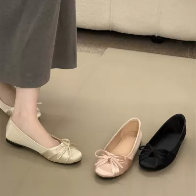 Women's Gentle Flat Satin Mary Jane Shoes, Comfortable Dress Ballet Flats 2026 · YANYAN China shoe factory