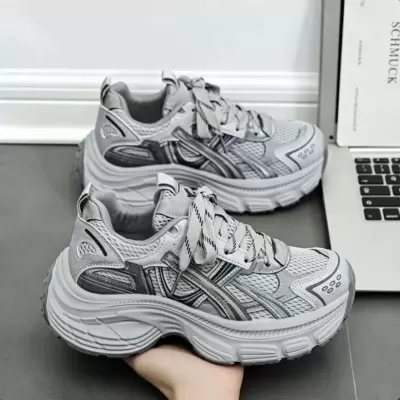 Fall Women's Breathable Mesh Sneakers, Korean Style Height Increasing Thick Sole Dad Casual Shoes · YANYAN China shoe factory