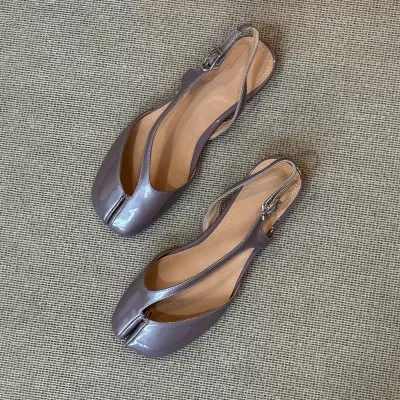 Women's Simple Split Toe Peep Toe Sandals, One-Strap Retro Roman Flats · YANYAN China shoe factory