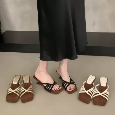 Women's French Wedge Heel Sandals 2026, Open Toe Cross Strap Summer New · YANYAN China shoe factory