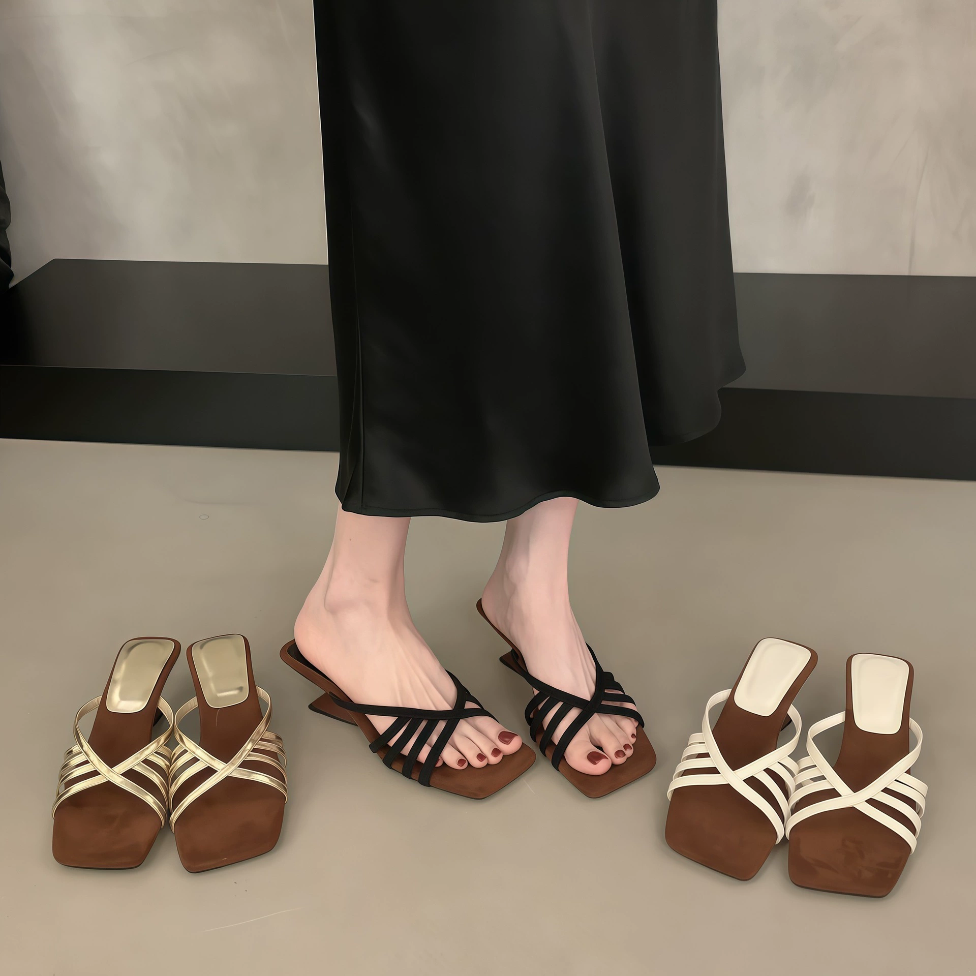 Women's French Wedge Heel Sandals 2026, Open Toe Cross Strap Summer New
