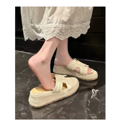 Women's Strappy Wedge Sandals Summer, Straw Platform High Heel Beach Shoes · YANYAN China shoe factory
