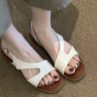 Women's Square Toe Open Toe Slide Sandals, Summer Breathable Casual Shoes