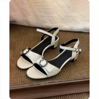 Women's French High Heel Sandals Summer, Chunky Heel Strappy Roman Shoes · YANYAN China shoe factory