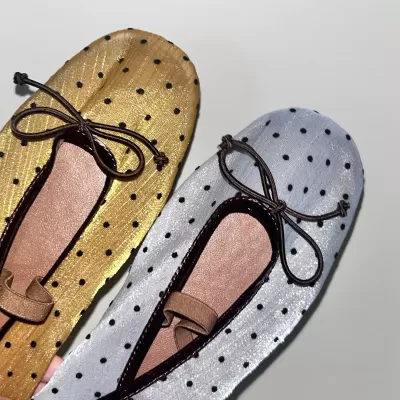Chuyuji Retro Mary Jane Shoes with Polka Dot Mesh, Flat Ballet Round Toe for Women · YANYAN China shoe factory