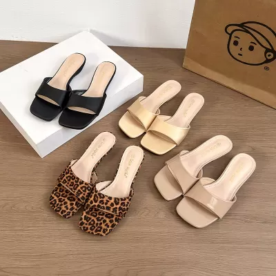 French Square Toe Wedge One-Strap Sandals for Women, Summer New Hidden Heel Slides · YANYAN China shoe factory