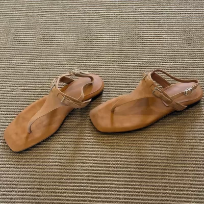 Chuyuji Retro Beach Sandals with Buckle, Soft Sole Clip Toe for Women · YANYAN China shoe factory