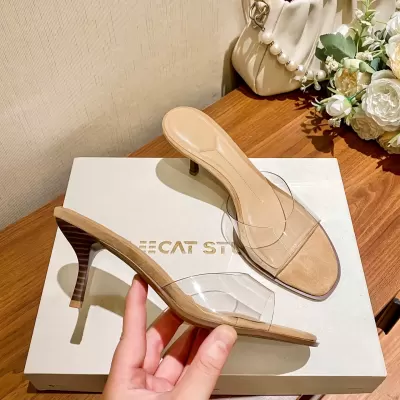 Chuyuji 2026 New Clear High Heel Mules, Square Toe Comfortable Slip On · YANYAN China shoe factory
