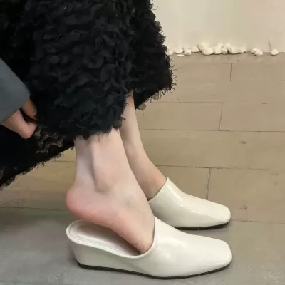 Chuyuji Simple Wedge Mules for Women, Summer High Heel Slip On Shoes · YANYAN China shoe factory