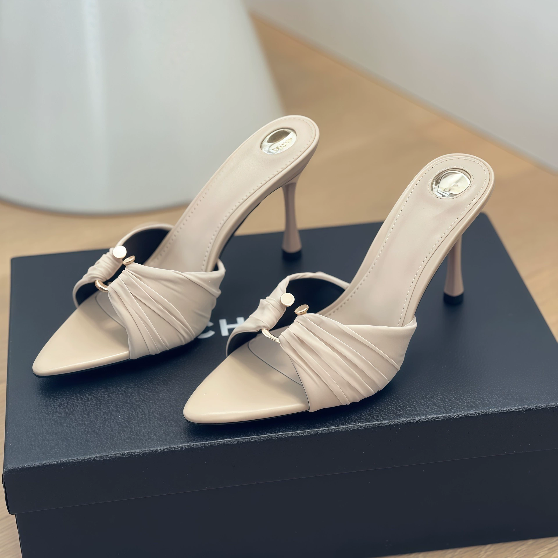 Chuyuji Nude High Heel Sandals 2026 New, French Sexy Peep Toe for Dress
