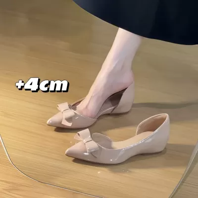 Chuyuji French Pointed Toe Flats with Bow, Side Cutout Summer Shoes · YANYAN China shoe factory