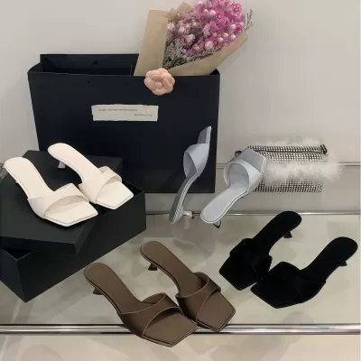 Chuyuji Simple Square Toe Peep Toe Sandals, Thin Heel Slide for Summer · YANYAN China shoe factory