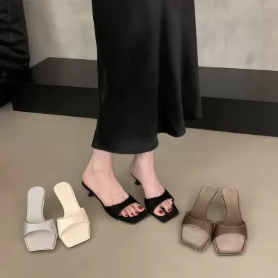 Chuyuji Thin Heel French Slide Sandals for Women, 2026 New Summer Dress · YANYAN China shoe factory