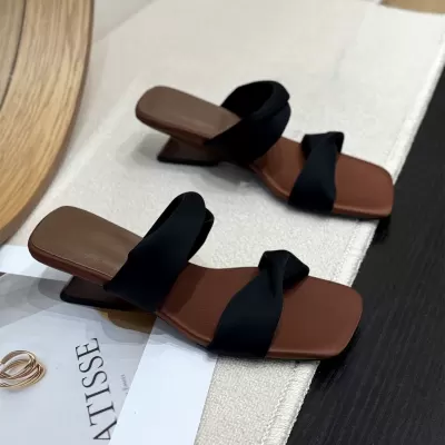 Chuyuji Korean Vintage Wedge Slide Sandals 2026 New, Square Toe Chic · YANYAN China shoe factory