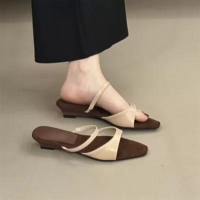 Chuyuji French Peep Toe Low Wedge Sandals 2026 New, Casual Summer Shoes · YANYAN China shoe factory