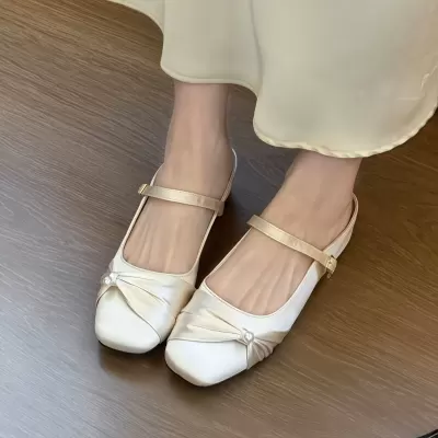 Chuyuji Soft Pearl Satin Mules 2026 New, Comfortable Slip On Shoes
