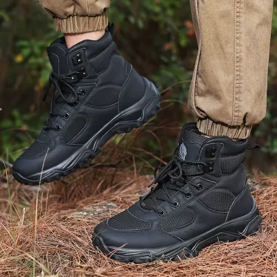 Spring Outdoor Hiking Anti-Slip Wear-Resistant Climbing Shoes Casual Sports Shoes Men Mid Top Combat Training Boots Men