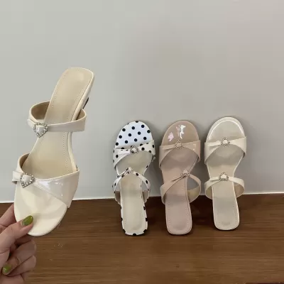 Chuyuji Women's Chanel Style Crystal Slide Sandals, Flat, Summer 2026
