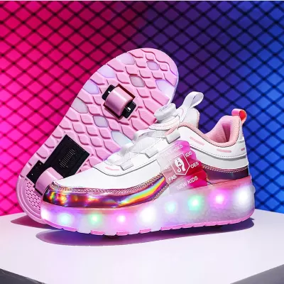 Cross-Border Source Heelys Double Wheel Roller Skates LED Light Shoes for Kids Adults Amazon Factory Wholesale · YANYAN China shoe factory