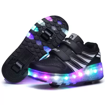 Cross-Border Foreign Trade Heelys Kids Adults Four Double Wheel LED Flash Light Auto Hidden Roller Skates · YANYAN China shoe factory