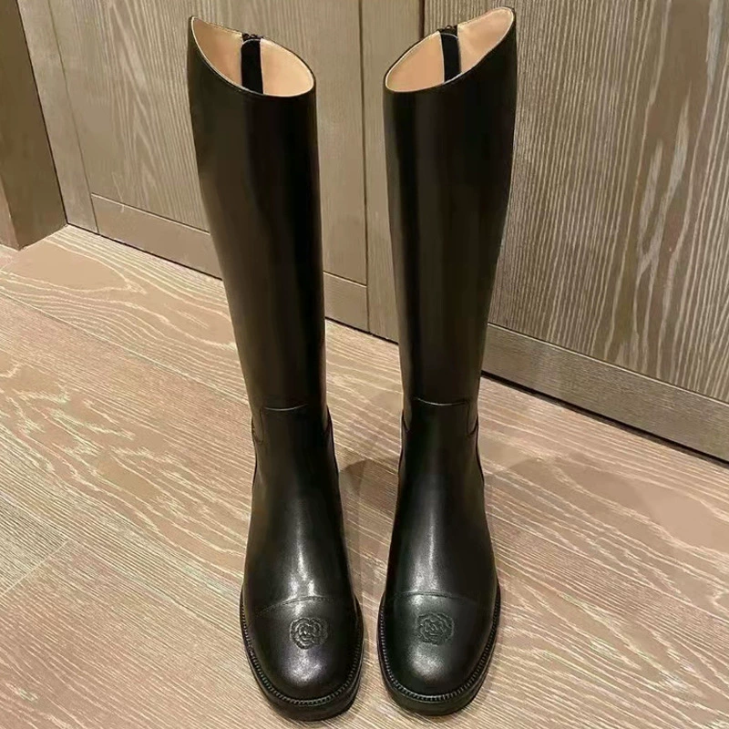 New Knight Boots for Women, British Style Ankle Boots High Top Autumn Mid Boots