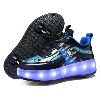 Cross-Border Foreign Trade Heelys Girls Light Up Shoes USB Charging LED Light Shoes Adult Roller Skates Stock Wholesale · YANYAN China shoe factory