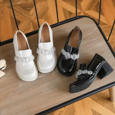 Women's 2025 Mary Jane Heels, Summer JK Crystal Chunky Heel Shoes · YANYAN China shoe factory