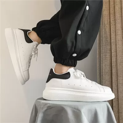 McQueen White Shoes for Men, Thick Sole Heightening Casual Sneakers, Classic Student Board Shoes 8853 · YANYAN China shoe factory