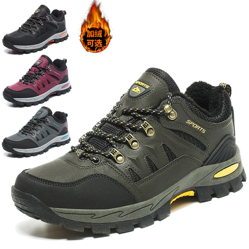 Cross-Border Foreign Trade New Winter Outdoor Hiking Shoes Men Warm Fleece Lined Thick Hiking Travel Camping Couple