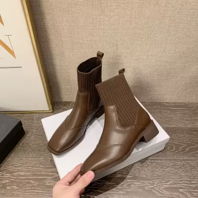British Knit Elastic Sock Boots for Women New Slim Sock Boots Chunky Martin Short 172 · YANYAN China shoe factory
