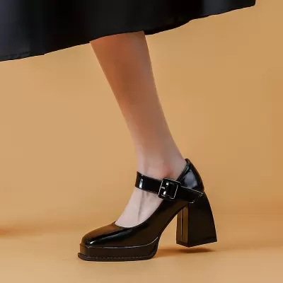 Women's Retro Mary Jane Heels, 2025 Spring Autumn Square Toe Chunky Heel Shoes