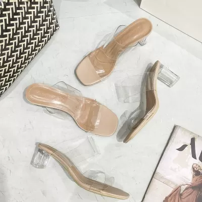 Une bride haut talon sandales femmes nouveau été chunky talon cristal mules semelle épaisse · YANYAN China shoe factory