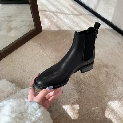 Vintage Barrel Ankle Boots New Autumn Winter Chelsea Boots British Slim Martin
