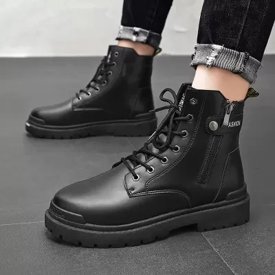 Men's Martin Boots, British Style High-Top Desert Short Boots, Breathable Mid-Top Outdoor Boots 8606