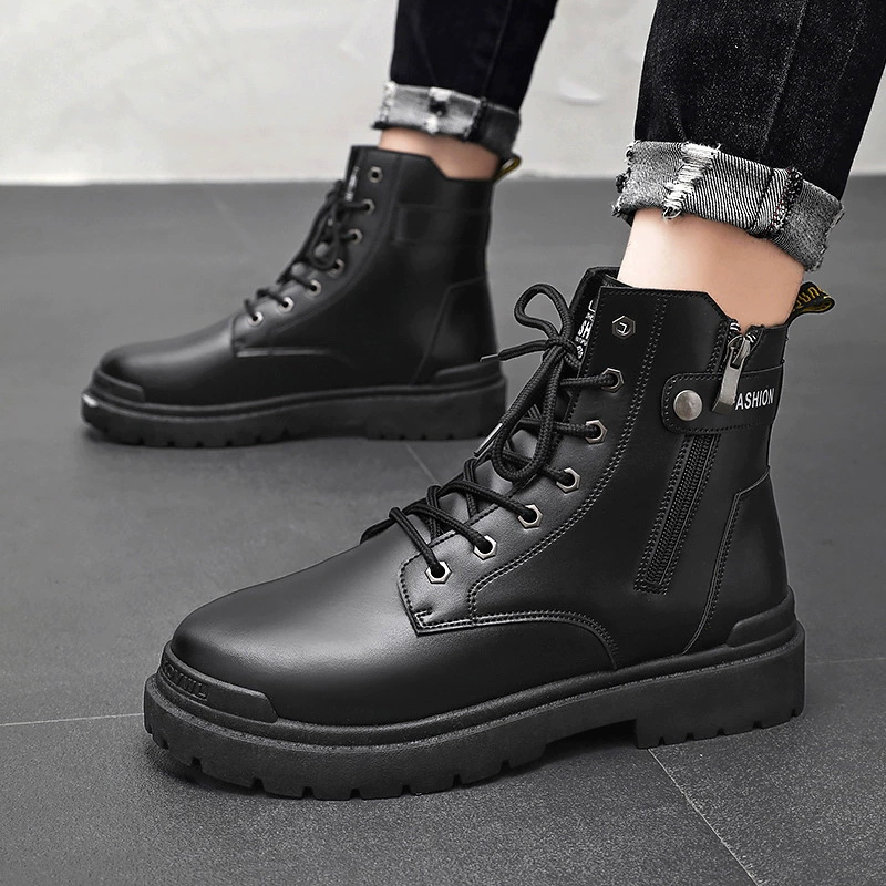 Men's Martin Boots, British Style High-Top Desert Short Boots, Breathable Mid-Top Outdoor Boots 8606
