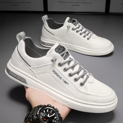 Men's Casual Leather Shoes 2026 Winter Korean Fashion White Sneakers · YANYAN China shoe factory