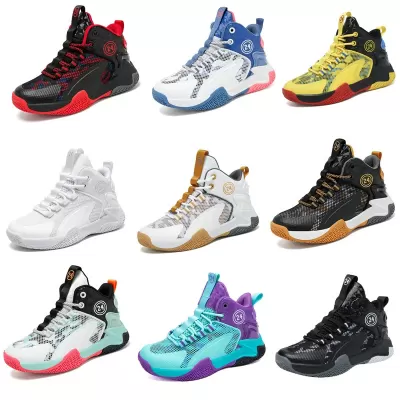Boys Basketball Shoes Students Running Sneakers Anti-Slip Wear-Resistant Mesh Breathable White Shoes Wholesale · YANYAN China shoe factory