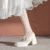 Women's Leather White Heels, French Retro Mary Jane Bow Thick Sole Flats · YANYAN China shoe factory