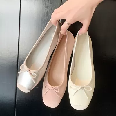 2026 Summer Round Toe Shallow Mouth Flat Shoes Sweet Bow Ballet Shoes Grandma Shoes Women · YANYAN China shoe factory